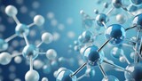 3d molecules on a blue background close up