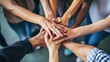 © @_ greta - Group of hands, success in teamwork, hands together