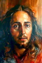 Wall Mural - A Portrait of Jesus, radiating the divine light of God's Son, encapsulate the essence of the Resurrection, embodying faith, spirituality, and the everlasting hope and trust in the Divine.