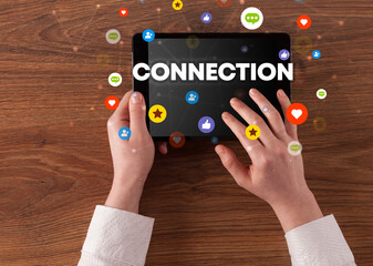 Poster - Close-up of a touchscreen, social media concept