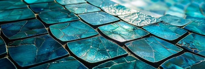 Poster - Detailed close-up of a vibrant mosaic tile, showcasing intricate patterns and colors merging together in a mesmerizing display