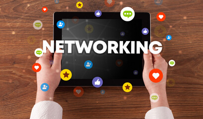 Poster - Close-up of a touchscreen, social media concept