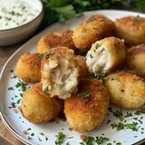 Fototapeta Dinusie - chicken nuggets with potatoes