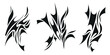 Vector set of y2k style neo tribal tattoos set, silhouettes, grunge metal illustrations. Metal, rock, punk aesthetic.