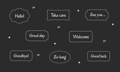 Wall Mural - hand-drawn doodle line simple balloon frames for text title. set of vector text boxes, speech bubble