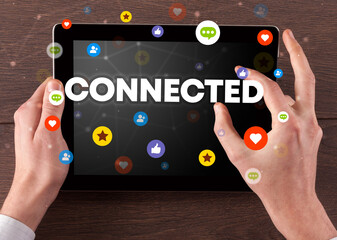 Poster - Close-up of a touchscreen, social media concept