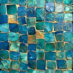 Leinwandbilder - A mesmerizing close-up of a mosaic tile wall, showcasing intricate patterns and dazzling colors