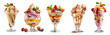 Fruit ice cream collection isolated on transparent background. Generative AI