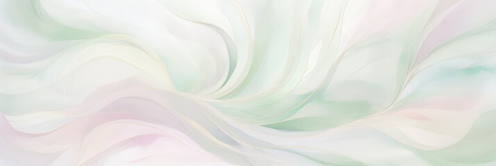 Poster - A white and green background softly blends together, creating a dreamy and ethereal atmosphere with a captivating blurry effect