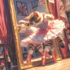 Adorable Cat Perfectly Executing Ballet Moves in Tutu and Slippers