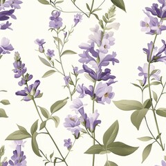 Canvas Print - Vibrant purple flowers stand out against a crisp white background, their delicate petals reaching towards the light in a graceful dance