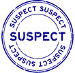 Grunge blue suspect word round rubber seal stamp on white background