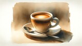 Watercolor painting of Lungo Coffee