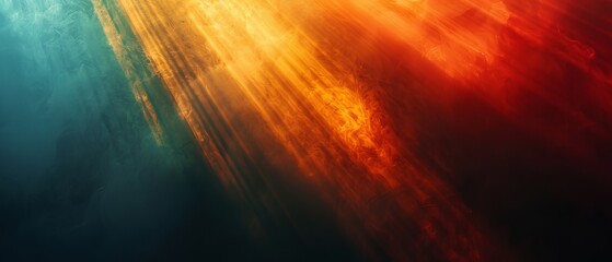 Wall Mural - Dark abstract background with leaking rays of rainbow coloured light.