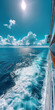 Kreuzfahrtschiff im offenen Wasser des Ozeans, sonniger Tag