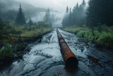 Fototapeta  - Environmental Challenge, Polluted water from pipe, Nature vs Industry