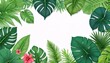 Tropical leaves frame background