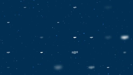 Poster - Template animation of evenly spaced handshake symbols of different sizes and opacity. Animation of transparency and size. Seamless looped 4k animation on dark blue background with stars