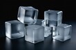 Realistic ice cubes on a dark background, horizontal composition