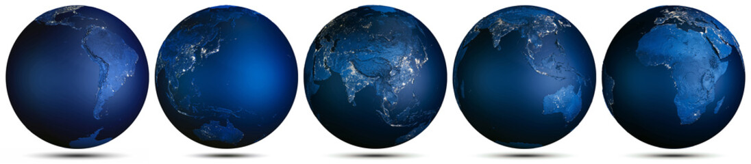 Wall Mural - earth planet map set