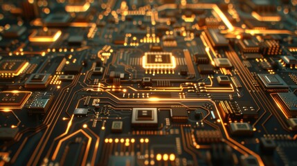 Poster - Detailed view of a computer circuit board, ideal for technology concepts