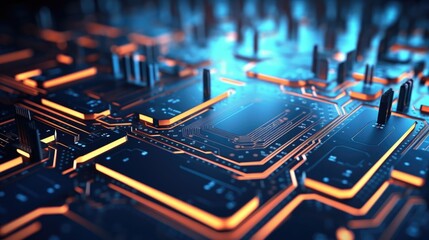 Poster - Detailed view of electronic circuit board. Perfect for technology concepts