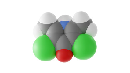 Sticker - clopidol molecule, coccidiostat, molecular structure, isolated 3d model van der Waals