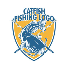 Wall Mural - Catfish fishing logo template illustration