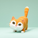 Fototapeta Dmuchawce - Adorable cat staying on floor. 3d cartoon character
