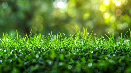 Poster - An image of nature's green grass with bokeh in the background.
