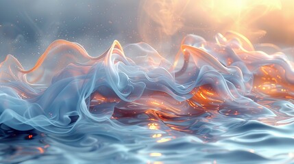 Aufkleber - Infrared wind wave light effect. Realistic movement of rarefied water on a humidifier. Concept of power radiation.