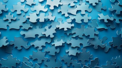 Aufkleber - Digital puzzle background combining silhouettes of puzzle pieces into a pattern. Modern illustration on a light blue background.