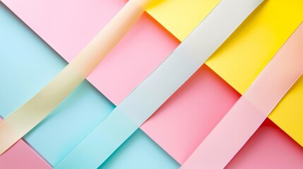 Wall Mural - A minimalist arrangement of paper strips in pastel hues forming a gentle gradient on a clean background.