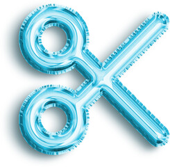 Sticker - Scissors Cyan Foil Balloon Icon