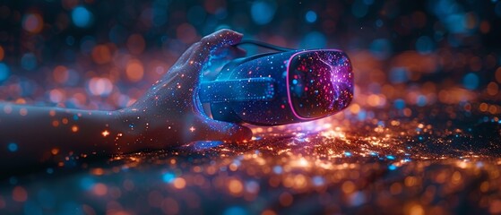 Leinwandbilder - A VR or AR abstract interface in the hand of a user in a virtual reality simulation. A user interacts with data infographics in augmented reality.