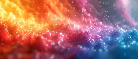 Poster - Three-dimensional rendering of a multicolor spectrum with abstract shapes