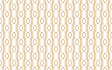 Wall Mural - seamless gold oval pattern with striped line, art deco repeat tile vector illustration.