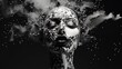 Artistic portrait of a woman with explosion above her head. beauty fashion concept