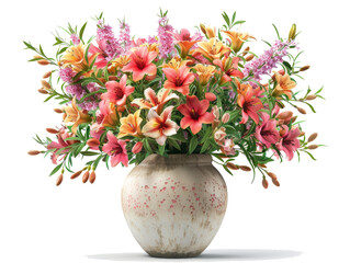 Wall Mural - vaso elegante con fiori colorati di primavera PNG, scontornato 