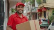 Portrait of a delivery person at a courier service