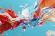 3D render of a colorful fluid blob with blue white and