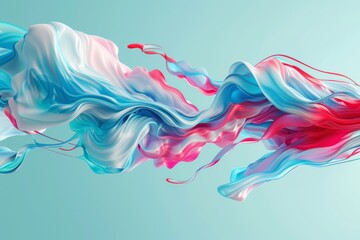 Sticker - 3D render of a colorful fluid blob with blue white and