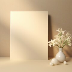 Wall Mural - Invitation card,  room with flowers and a lamp