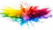 Colorful mixed rainbow powder explosion isolated on white background

