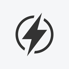 Poster - Lightning, electric power vector logo design element. Energy and thunder electricity symbol concept.