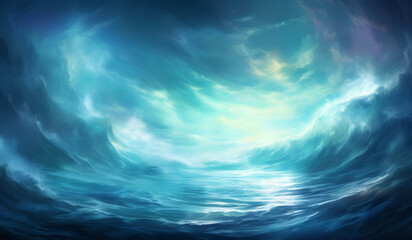 Wall Mural - Fantastic seascape, immersion in a sea storm.

