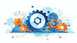 Cloud computing with gears flat vector 