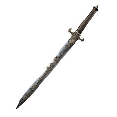 A delicate antique short sword, Isolated on transparent PNG background, Generative ai