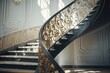 Elegant staircase in a spacious room, perfect for interior design projects