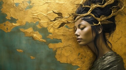 Wall Mural - portrait of a woman with hair